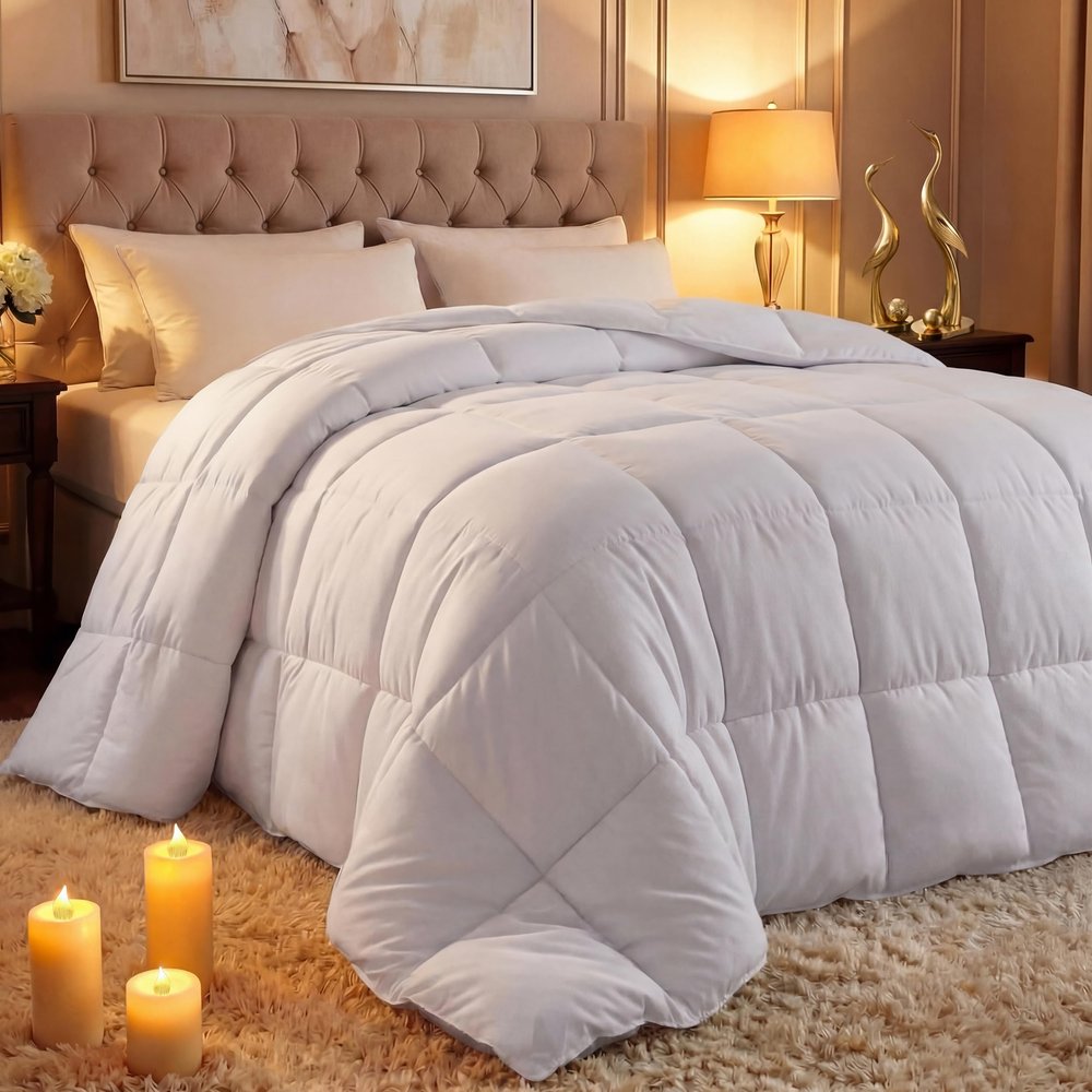 Utopia Bedding Comforter Duvet Insert, Quilted Comforter with Corner Tabs, Box Stitched Down Alternative Comforters Queen Size (White)