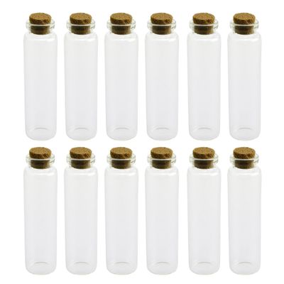 Homeford Mini Corked Glass Tube Vial Bottles, 3-1/4-inch, 12-count