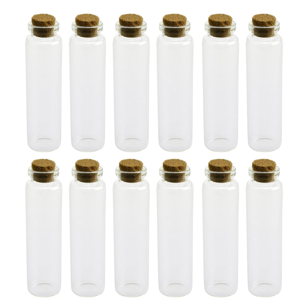 Homeford Mini Corked Glass Tube Vial Bottles, 3-1/4-inch, 12-count