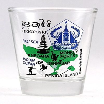 Bali Indonesia Landmarks Collage Shot Glass