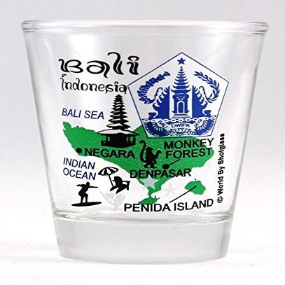 Bali Indonesia Landmarks Collage Shot Glass