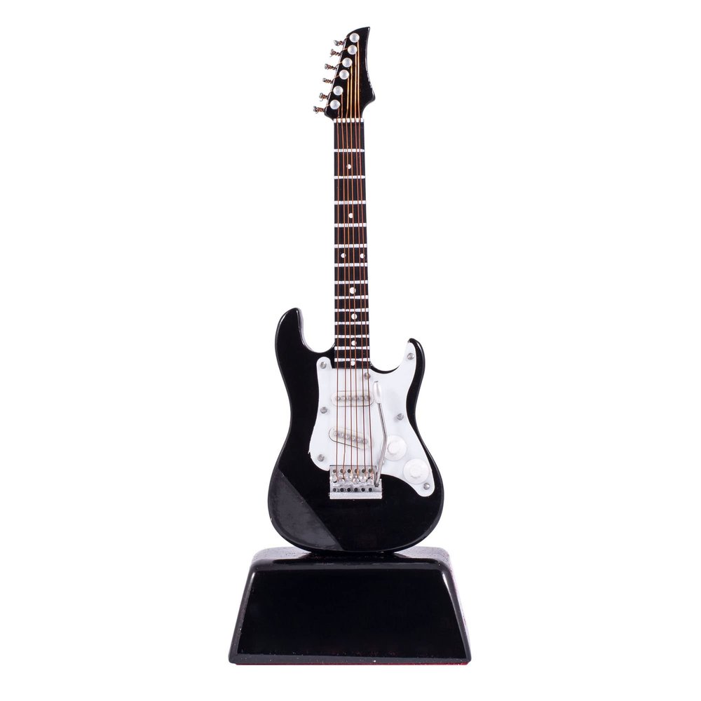 Broadway Gift Gibson Black Electric Guitar Music Instrument Miniature Replica on Stand,Multicolor - Size 6 in.