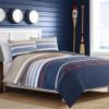 Nautica - Twin Duvet Cover Set, Cotton Reversible Bedding with Button Closure, Casual Home Decor (Bradford Navy/Khaki, Twin) view 2