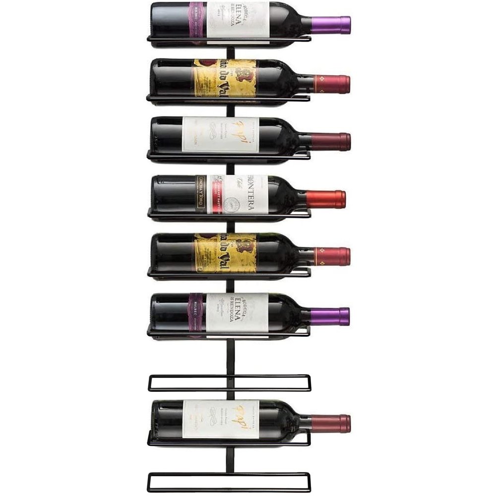 Sorbus Wall Mount Wine Rack  Holds 9 Bottles  Black Metal Wine Bottle Holder for Wall, Modern Wine Rack for Home Bar, Kitchen