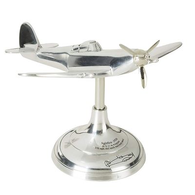Authentic Models Desktop Model Airplane - Spitfire Collectible Plane, Aluminum Replica of Original Models and Display Stand for Vintage Home Decor, Aviation Gift for Adults and Teens (7.5 Inch)