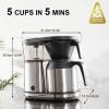 Bonavita 5 Cup Drip Coffee Maker Machine, One-Touch Pour Over, Auto Pause Brewing with Stainless Steel Double Wall Thermal Carafe, SCA Certified, Dishwasher Safe, BV1500TS view 2