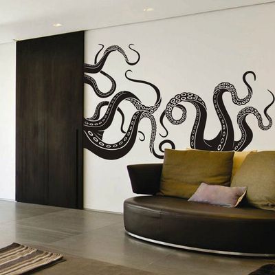 MairGwall Octopus Tentacles Vinyl Wall Art Sea Monster Wall Sticker Wall Decal Bathroom Doorway Wall Sticker(Black, X-Large)