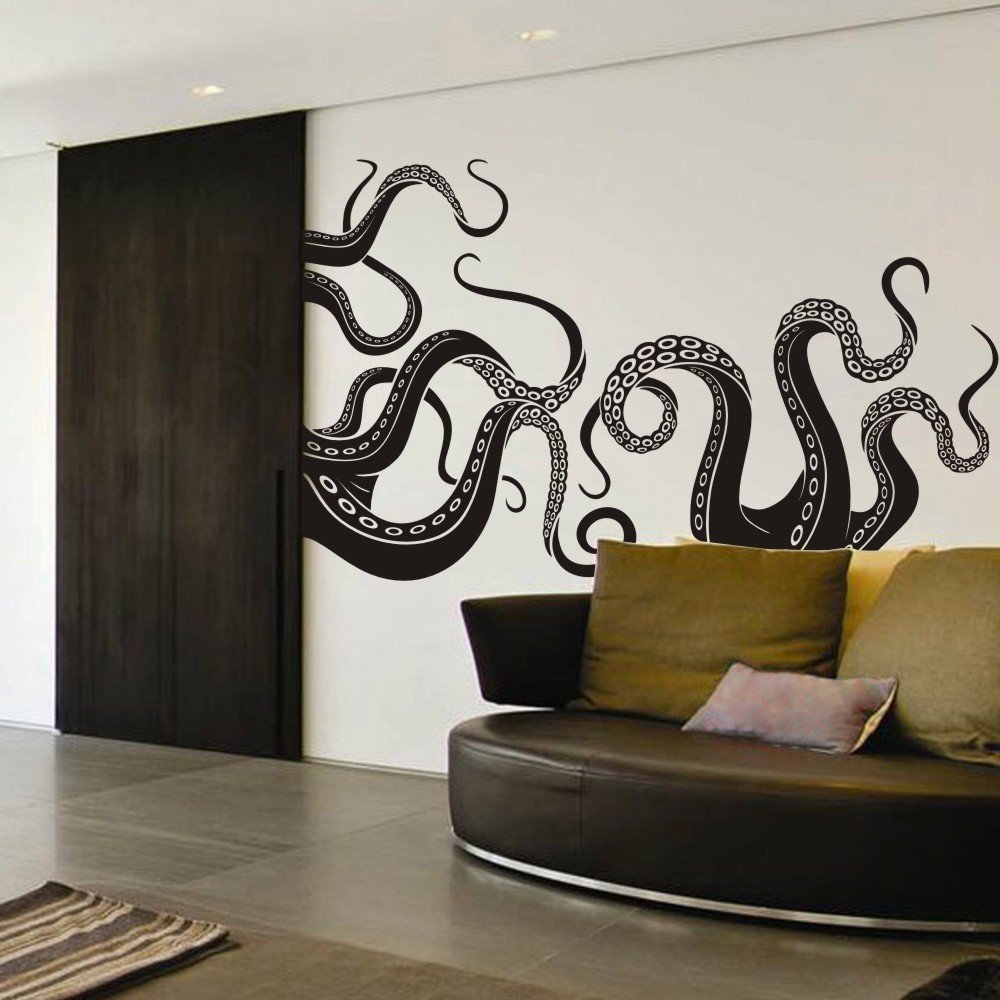 MairGwall Octopus Tentacles Vinyl Wall Art Sea Monster Wall Sticker Wall Decal Bathroom Doorway Wall Sticker(Black, X-Large)