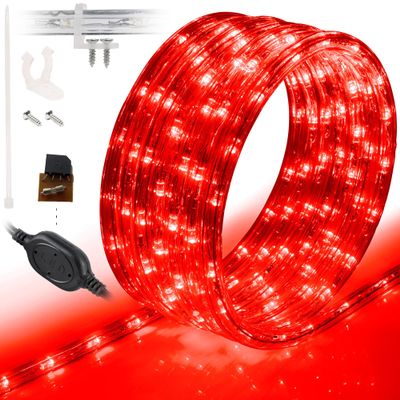WYZworks 576LEDs 50ft LED Outside Rope Lights, Outdoor ETL Certified Waterproof Permanent 360 Degree Light Emitting, Flexible Tube, Connectable, Christmas Palm Tree Exterior Landscape, Red