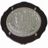 Wood and Silver Plated Oval Shabbat Challah Board with Glass Protector view 1