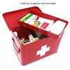 Funly mee Vintage First aid Box for Home, Medicine Tin, Red Metal Medicine Storage Box (Large 12.6 8.37.7 inches) view 3