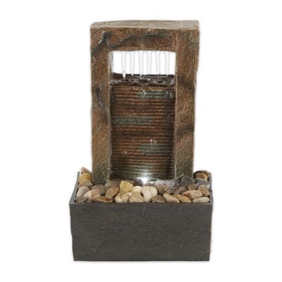 Zingz & Thingz Zen Collection Resin Tabletop LED Water Fountain, Cascading Water, 6x4x9.75"
