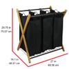 Oceanstar XBS1484 Bamboo 3-Bag Laundry Sorter Black, 29.75 in. H x 19.10 in. W x 27 in. view 4