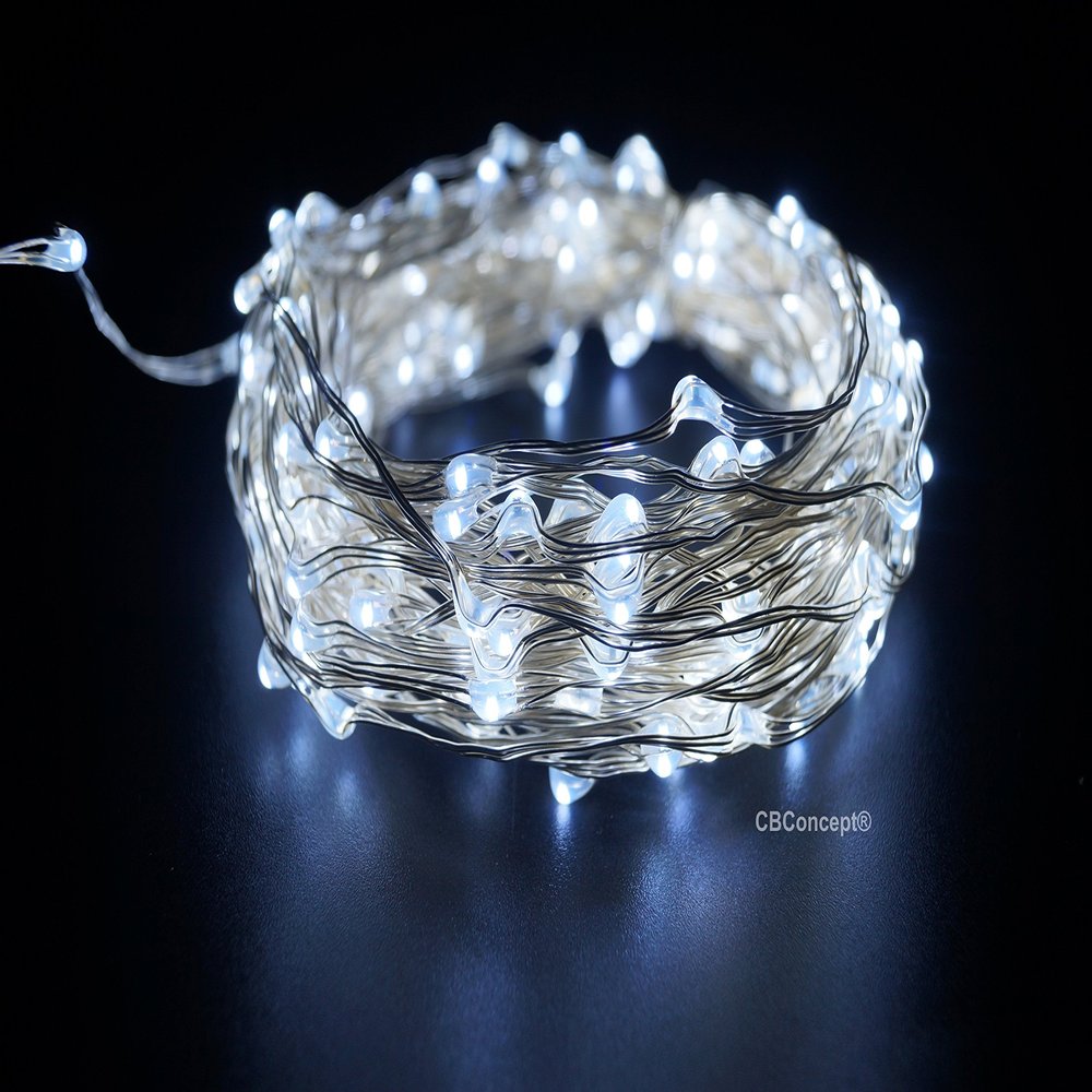 CBconcept LC200-10M-CW LED Starry String Lights on Copper Wire,Includes UL Listed Power Adapter,33-Feet, 200 LED's, Cool White