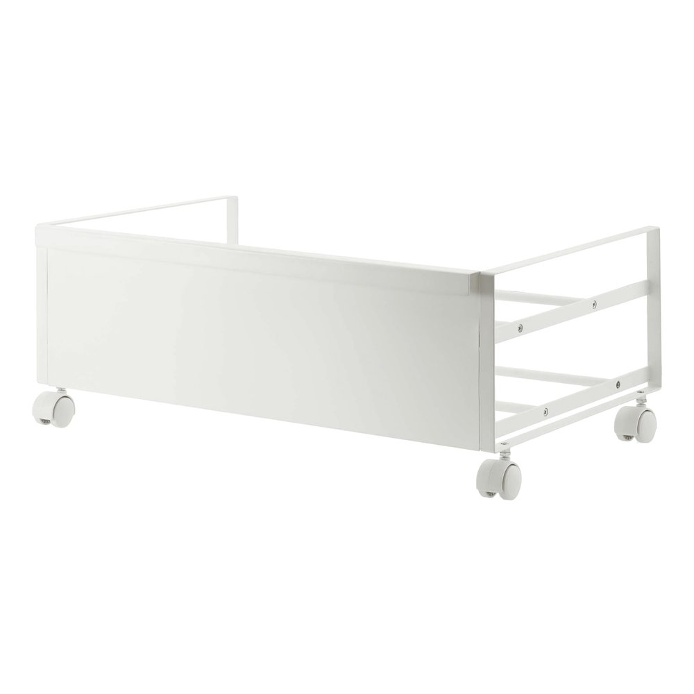 YAMAZAKI Home Frame Rolling Shoe Rack, Compact Entryway Or Bedroom Metal Shoe Organizer with Wheels, 9" - Steel - Holds 4 Shoes, 6 Heels