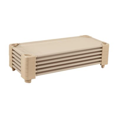 ECR4Kids Stackable Kiddie Cot, Ready-to-Assemble, Standard Size, Classroom Furniture, Sand, 6-Pack