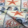 Quilted Throw Reversible Blanket 50" x 60" - Coral/Gray/Cream/Blue Lost at Sea view 1
