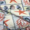 Quilted Throw Reversible Blanket 50" x 60" - Coral/Gray/Cream/Blue Lost at Sea view 3