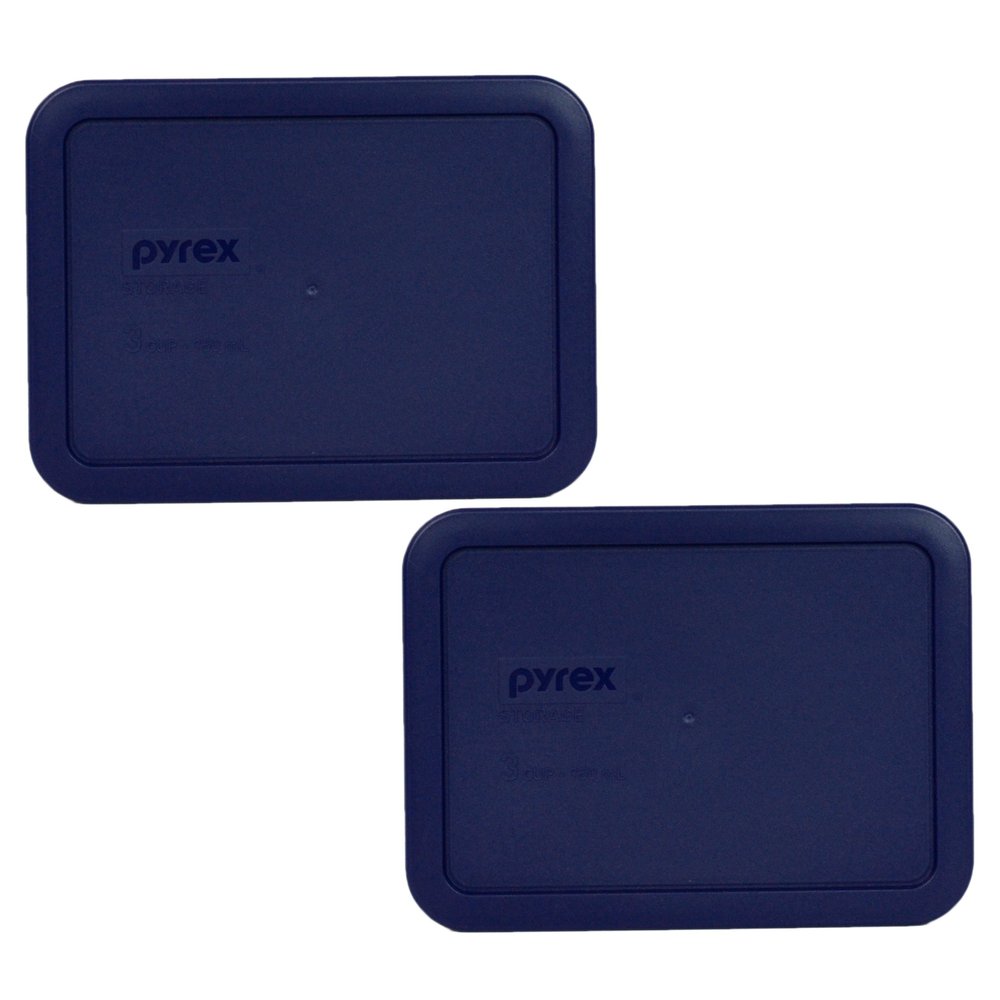 Pyrex 7210-PC 3-Cup Blue Food Storage Replacement Lid (2-Pack) - Made in the USA