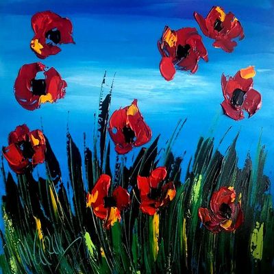 Mark Kazav Large Pop Art Original Oil Painting - Ready to Hang- Artwork for Living Room- Landscape Modern Contemporary Gallery Wall Decor Canvas Abstract Fine Art for Sale - Signed by Artist