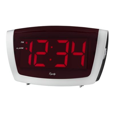 Equity 75906 LED Alarm Clock with High/Low Dimmer, 1.8", Red