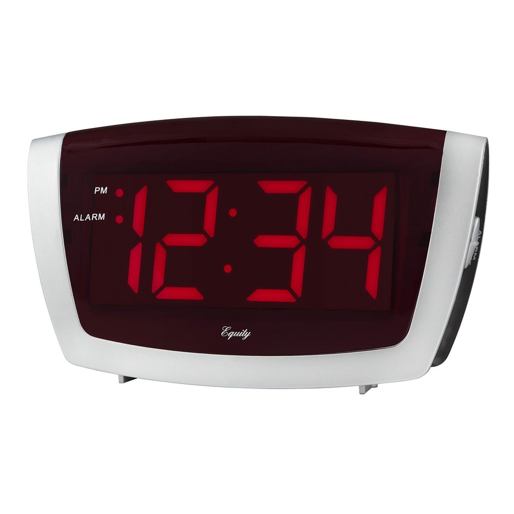 Equity 75906 LED Alarm Clock with High/Low Dimmer, 1.8", Red