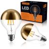 KarlunKoy Half Chrome Light Bulb,6W (60W Equivalent) Dimmable LED Edison Bulbs,G80/G25 Globe Shape Decorative,Half Gold Reflected Light,2700K Soft White E26 Base Pack of 2 view 1