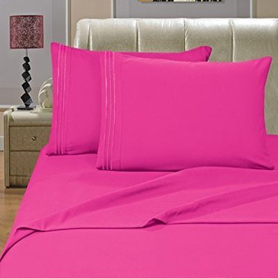 MATTREST 1500 Thread Count 4pc Bed Sheet Set Egyptian Quality Deep Pocket, Full, Pink
