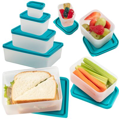 Reusable Lunch Containers - Set of 4 Microwave Safe, Meal Prep Stackable Nesting Containers, Pack Food, Snacks & Sauces in Leak Proof Compartments w/Lids, Easy to Clean, Fits in Bags & Bento Boxes