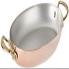 Mauviel M'150 B 1.5mm Polished Copper & Stainless Steel Oval Pan With Brass Handles, 11.8-in, Made in France view 1
