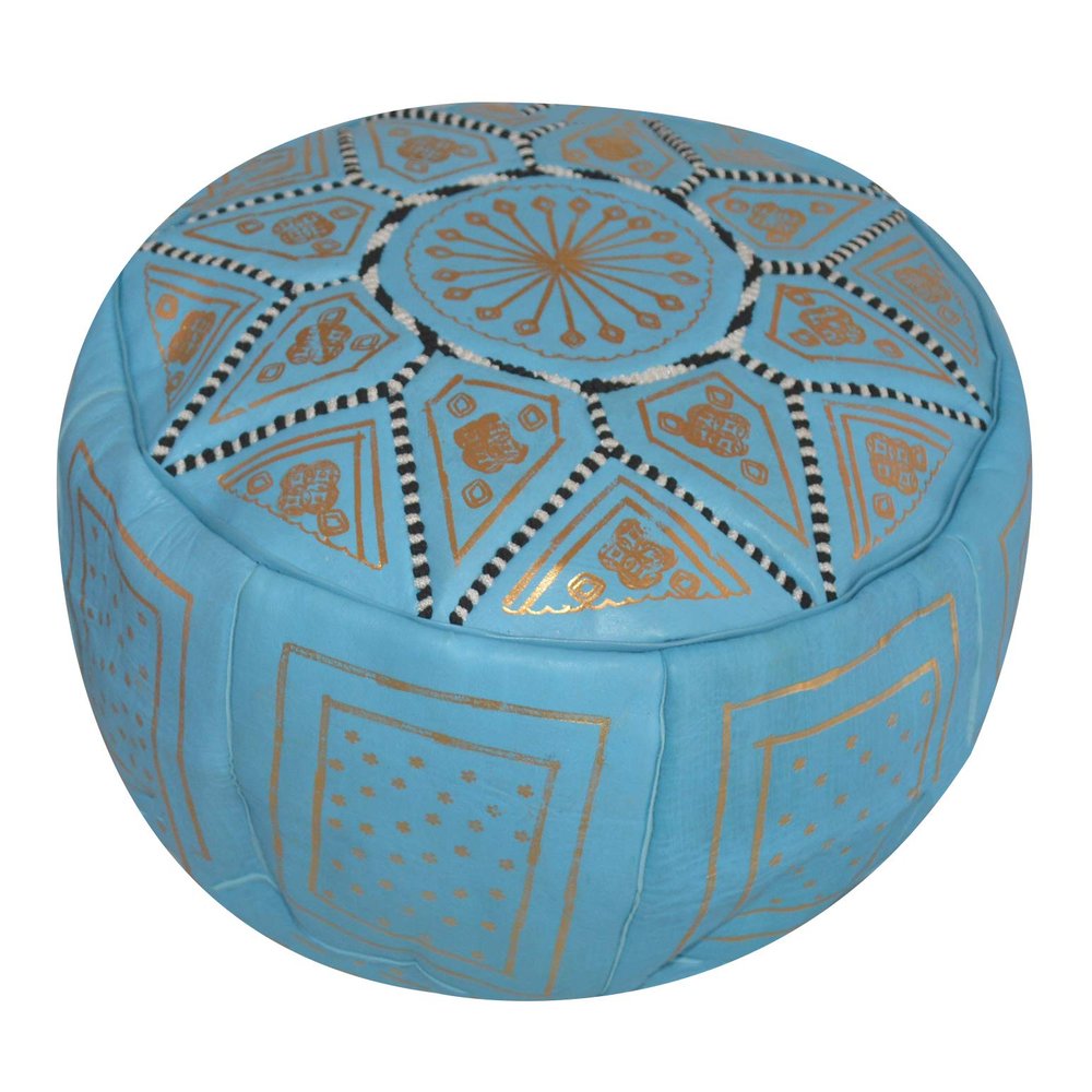 Treasures Of Morocco Moroccan Pouf Ottoman Footrest Hassock Handmade Leather Comfortable Unstuffed