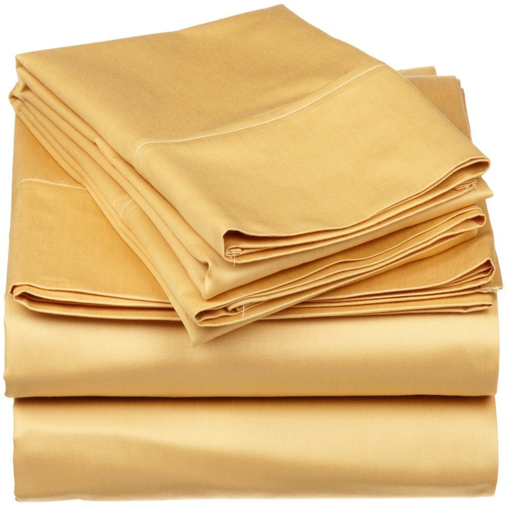 400-Thread Count 100% Egyptian Cotton Queen Size Super Soft Designer 1-Piece Luxury Button Closure Duvet Cover (Gold Solid)