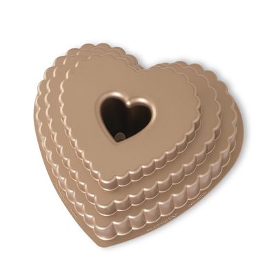 Nordic Ware Tiered Heart Bundt, 12 Cup, Toffee