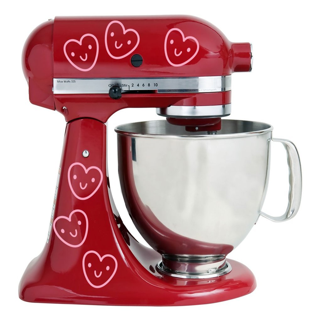Grinning Happy Hearts Kitchen Mixer Mixing Machine Decal Art Wrap Stickers
