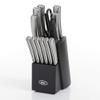 Oster Wellisford Stainless Steel Kitchen Cutlery Set with Black Wood Block Holder and Knife Sharpener for Home Chef Cooking Cutting, 14 Piece (Silver) view 1