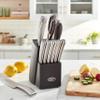 Oster Wellisford Stainless Steel Kitchen Cutlery Set with Black Wood Block Holder and Knife Sharpener for Home Chef Cooking Cutting, 14 Piece (Silver) view 2