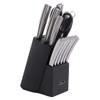 Oster Wellisford Stainless Steel Kitchen Cutlery Set with Black Wood Block Holder and Knife Sharpener for Home Chef Cooking Cutting, 14 Piece (Silver) view 3