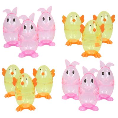 Deluxe 4.5" Tall Large Jumbo Footed Bunny & Chick Fillable Easter Eggs for Baskets or Table Decor
