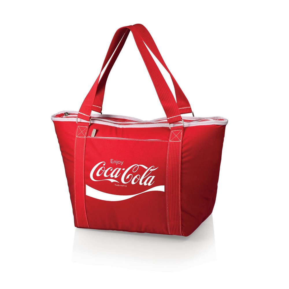 Picnic TIME Coca-Cola Enjoy Coke Topanga Tote Cooler Bag Soft Sided Insulated Picnic Grocery Beach Travel Cooler Holds 24 Cans with Exterior Pocket, (Red)