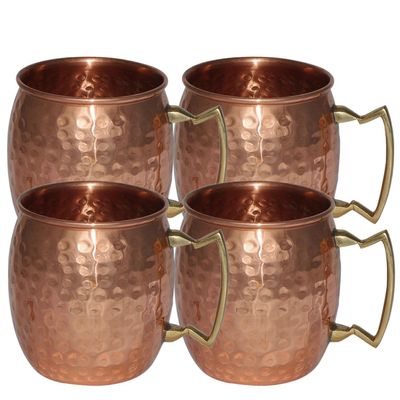 Handmade Pure Copper Hammered Moscow Mule Mug,set of 4 Mugs