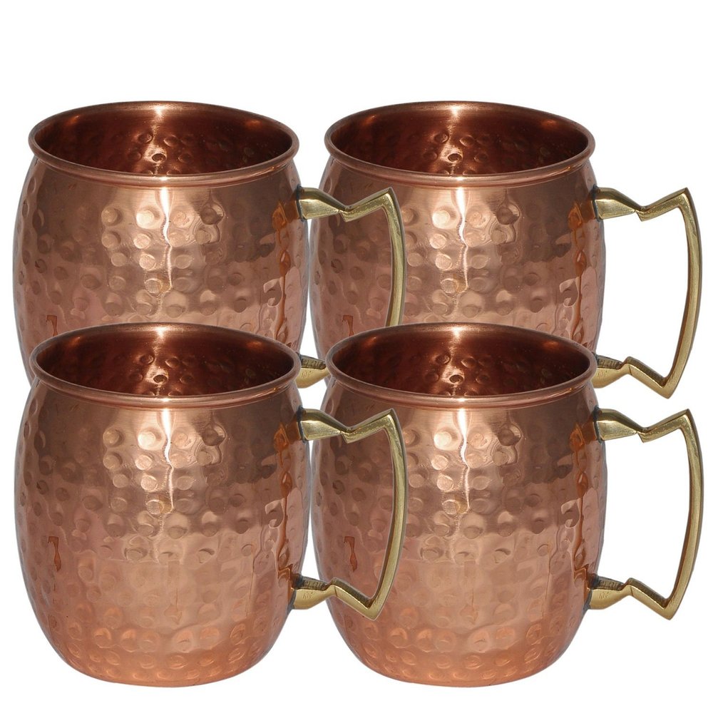 Handmade Pure Copper Hammered Moscow Mule Mug,set of 4 Mugs