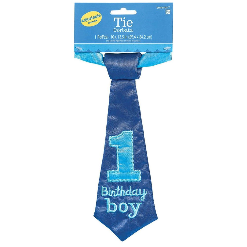 Baby Boy 1st Birthday Satin Blue Tie - 9", 1 Piece - Ideal for Party & Photoshoot