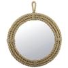 Stonebriar Vintage Nautical 16.5" Round Wall Mirror with Rope Wrapped Trim and Hanging Loop, Decorative Rustic Decor for the Living Room, Bedroom, Bathroom, and Entryway view 1