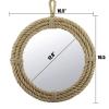 Stonebriar Vintage Nautical 16.5" Round Wall Mirror with Rope Wrapped Trim and Hanging Loop, Decorative Rustic Decor for the Living Room, Bedroom, Bathroom, and Entryway view 4