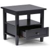 SIMPLIHOME Warm Shaker End Table - 20 inch Wide Solid Wood Side Table in Black, Transitional Accent Table for Living Room or Bedroom with Drawer, Open Shelf and Square Tapered Legs view 3