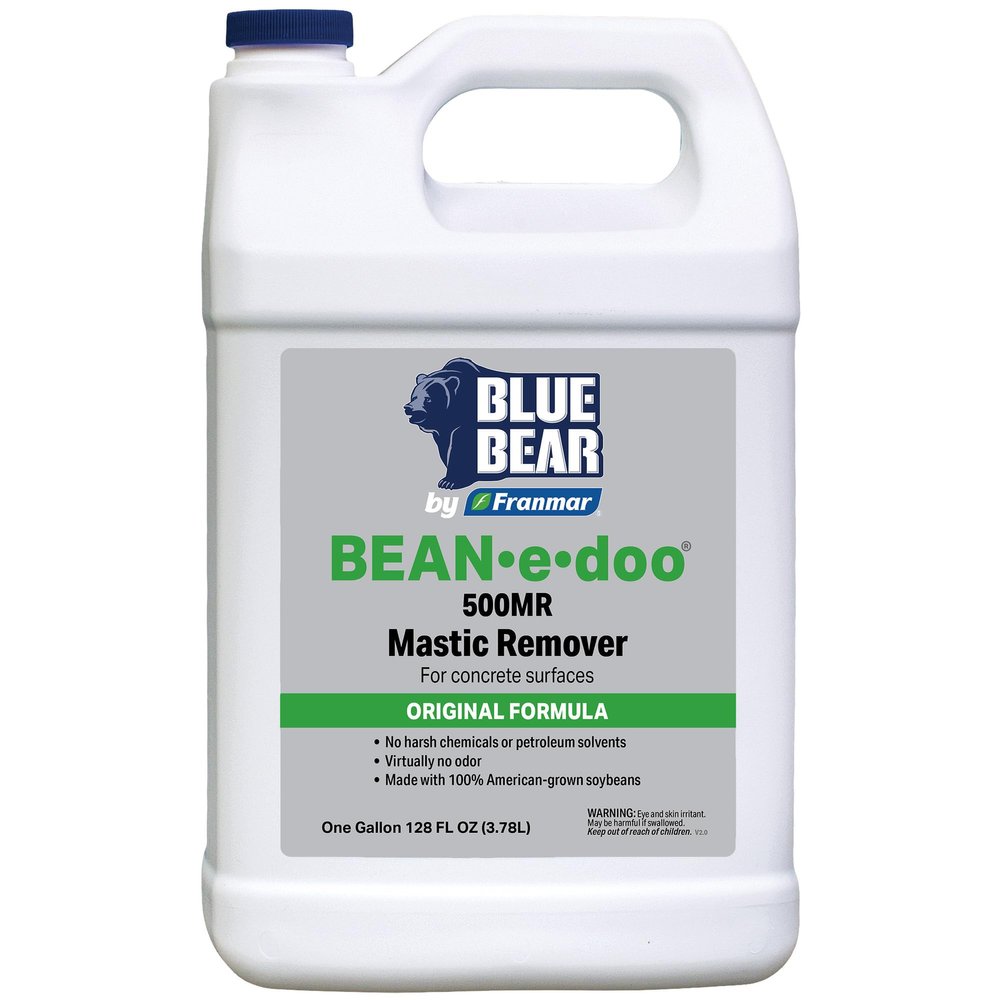 BLUE BEAR 500MR BEANedoo Mastic Remover  Professional Soy-Based Adhesive Remover for Carpet, Tile & Asbestos Mastics  Low-Odor, Non-Toxic, Safe for Schools & Hospitals  1 Gallon