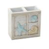 Zenna Home Seaside Serenity Bathroom Toothbrush Holder with Carved Resin Design, Holds Up to 4 Brushes, Electric Toothbrush Holder for Bathroom Decor with Hand-Painted Shells, Teal/Ivory view 1