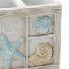 Zenna Home Seaside Serenity Bathroom Toothbrush Holder with Carved Resin Design, Holds Up to 4 Brushes, Electric Toothbrush Holder for Bathroom Decor with Hand-Painted Shells, Teal/Ivory view 2