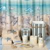 Zenna Home Seaside Serenity Bathroom Toothbrush Holder with Carved Resin Design, Holds Up to 4 Brushes, Electric Toothbrush Holder for Bathroom Decor with Hand-Painted Shells, Teal/Ivory view 4