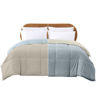 Modern Threads Down Alternative Reversible Comforter Beige/Light Blue Queen
